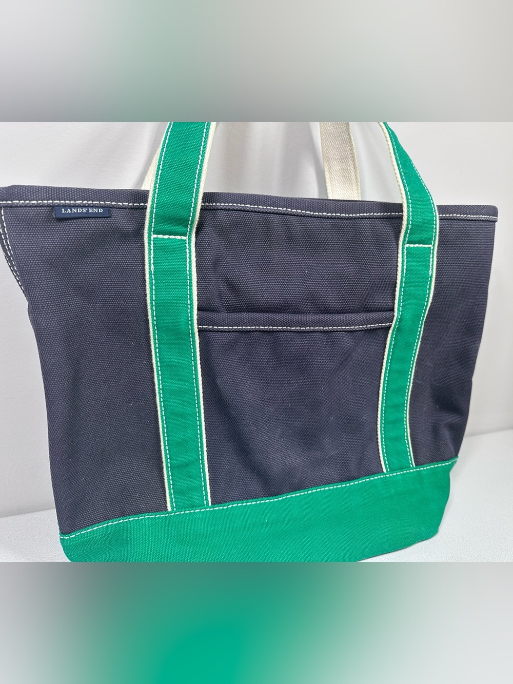 Vintage Lands’ End Medium Canvas Zip-up Boat Tote - Picture 2 of 13